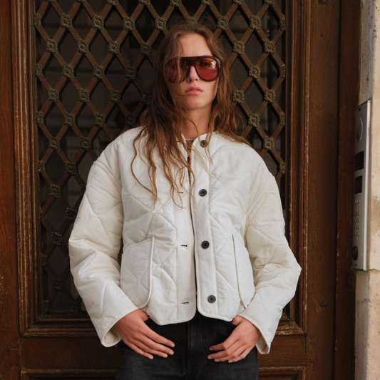 White Patch Pocket Puffer Jacket