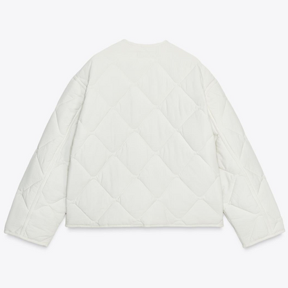 White Patch Pocket Puffer Jacket