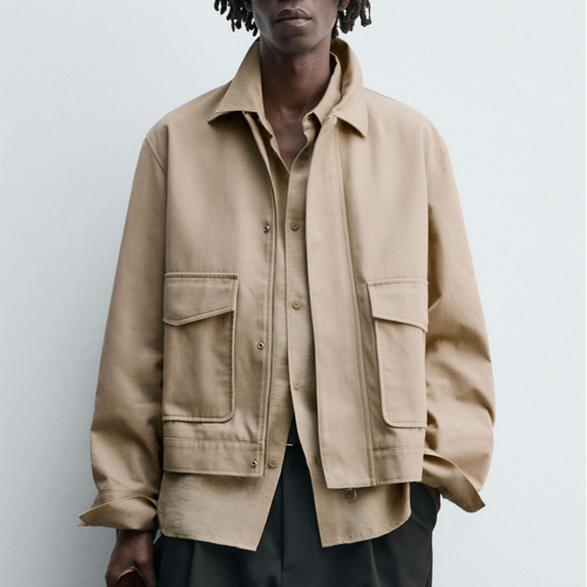 Beige Twill Textured Jacket