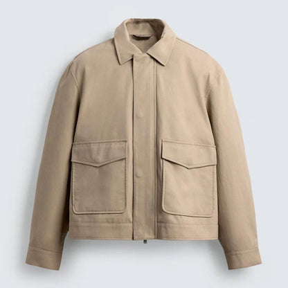 Beige Twill Textured Jacket