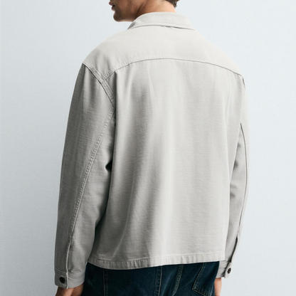 Light Gray Herringbone Boxy Fit Jacket