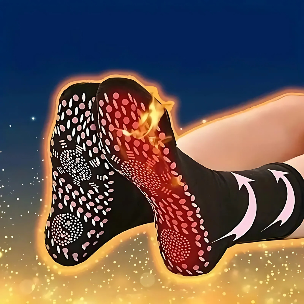 Self Heating Tourmaline Socks with Non-Slip Dot Soles, 5 Pairs